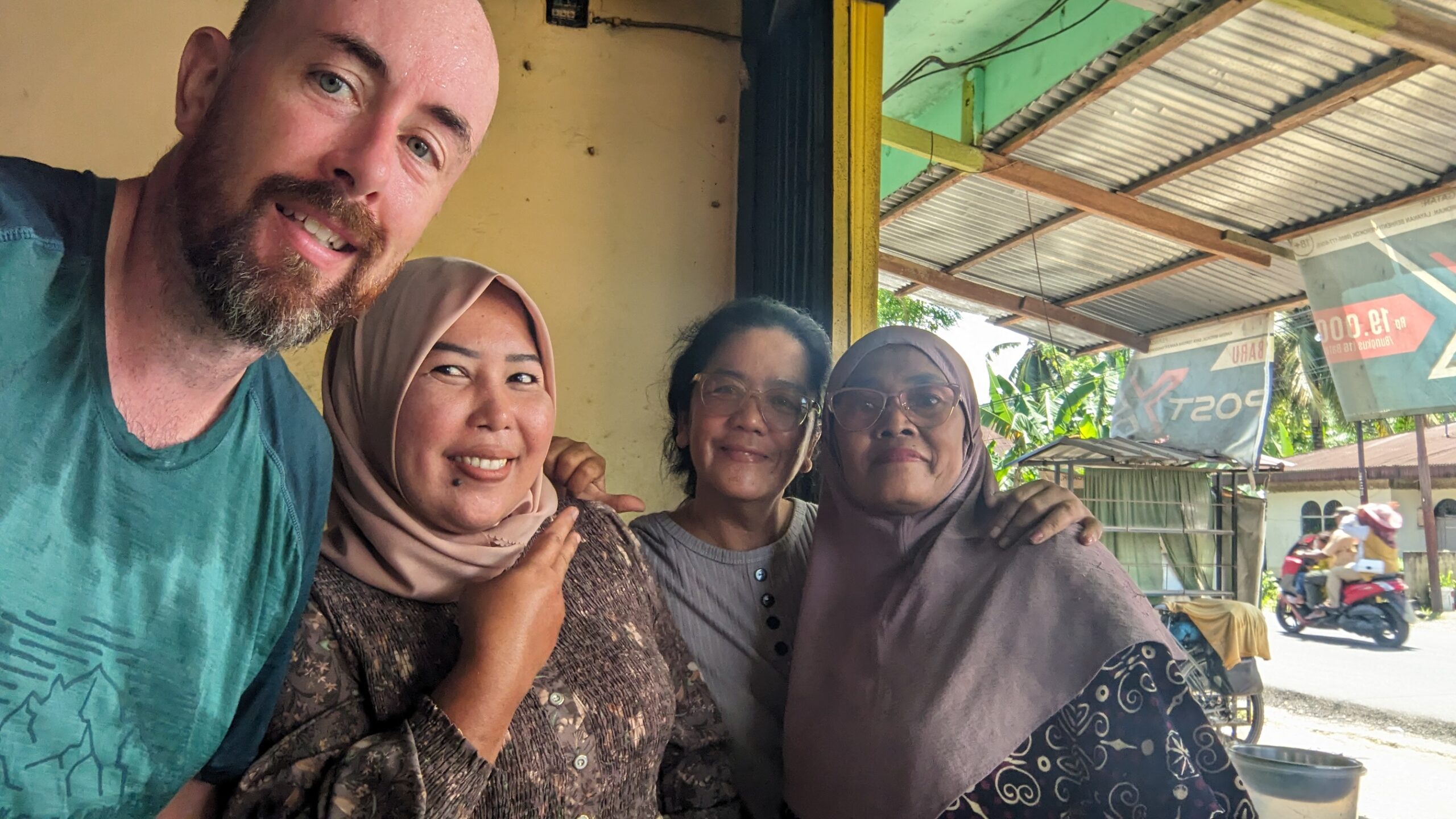 Sumatra - the kindess of people are always on show. Here a owner asked for a selfie with her friends after giving me a free lunch.